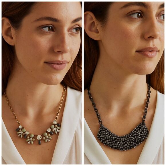 J. Crew Statement Rhinestone Crystal Necklace Trio - Picture 1 of 14